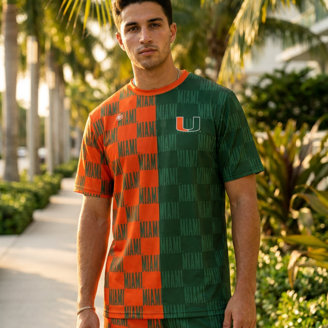 Miami Hurricanes Men's Checkered Tee