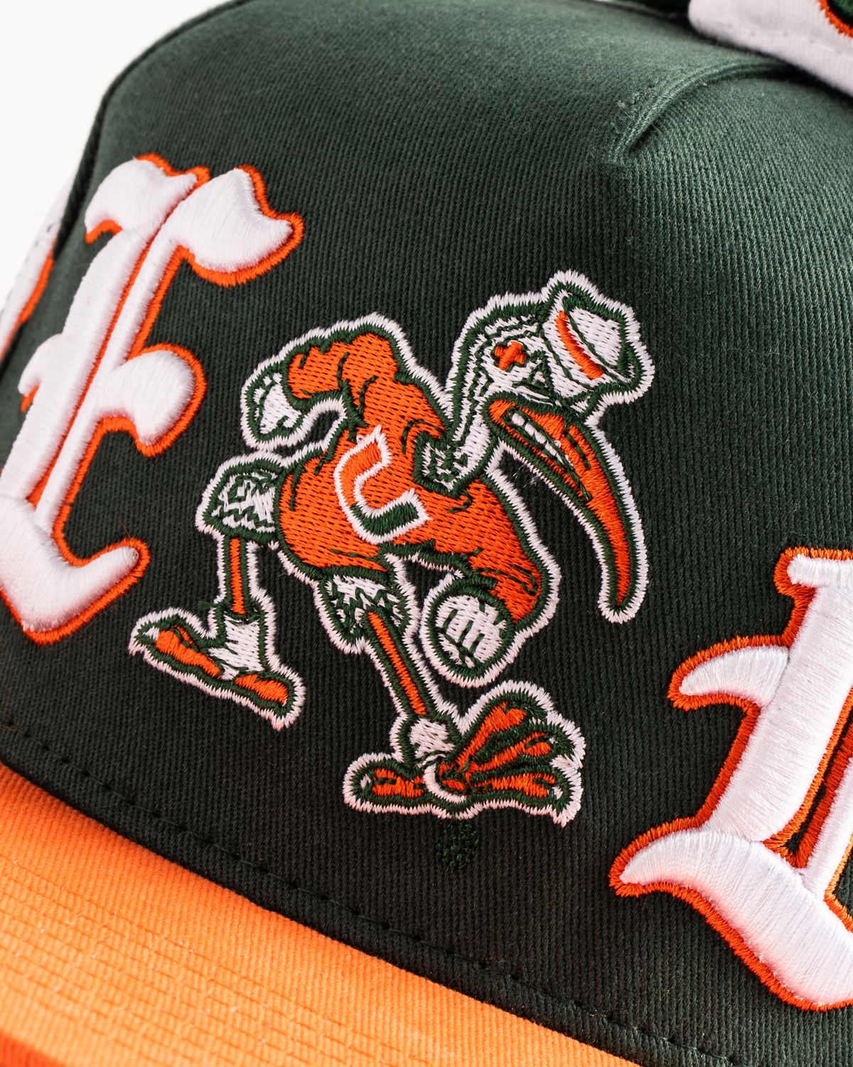 Miami Hurricanes Green Old English Snapback