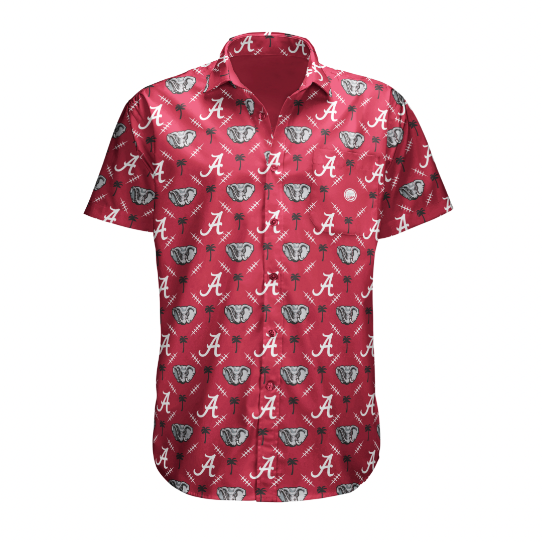 Alabama Crimson Tide Men’s Palm Set Button Up L, Size: L, University of Alabama Crimson Tide, Dyme Lyfe, Officially Licensed Merch Alabama Crimson Tide Men’s Palm Set Button Up L, Size: L, University of Alabama Crimson Tide, Dyme Lyfe, Officially Licensed Merch