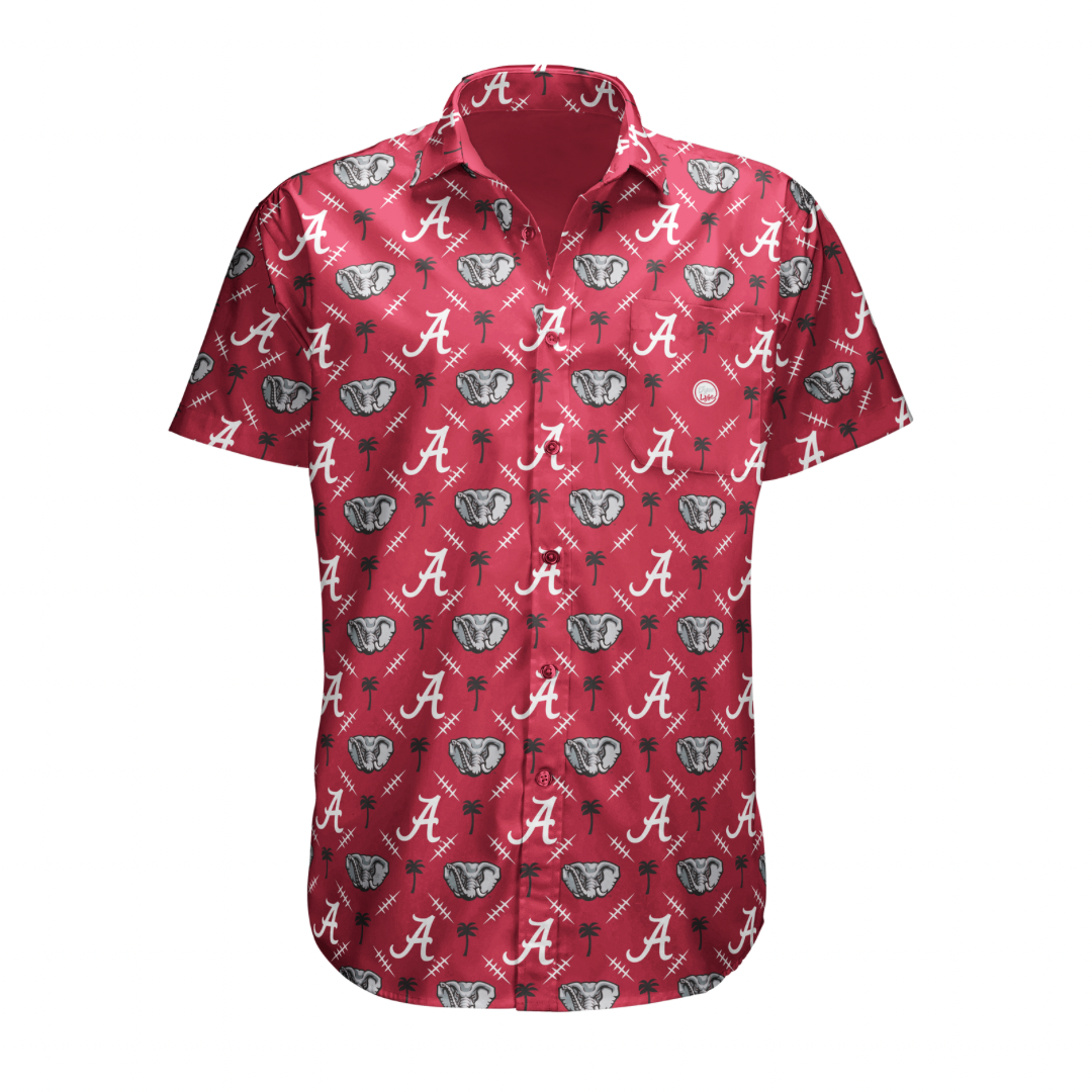 Alabama Crimson Tide Palm Set Button Up - Red