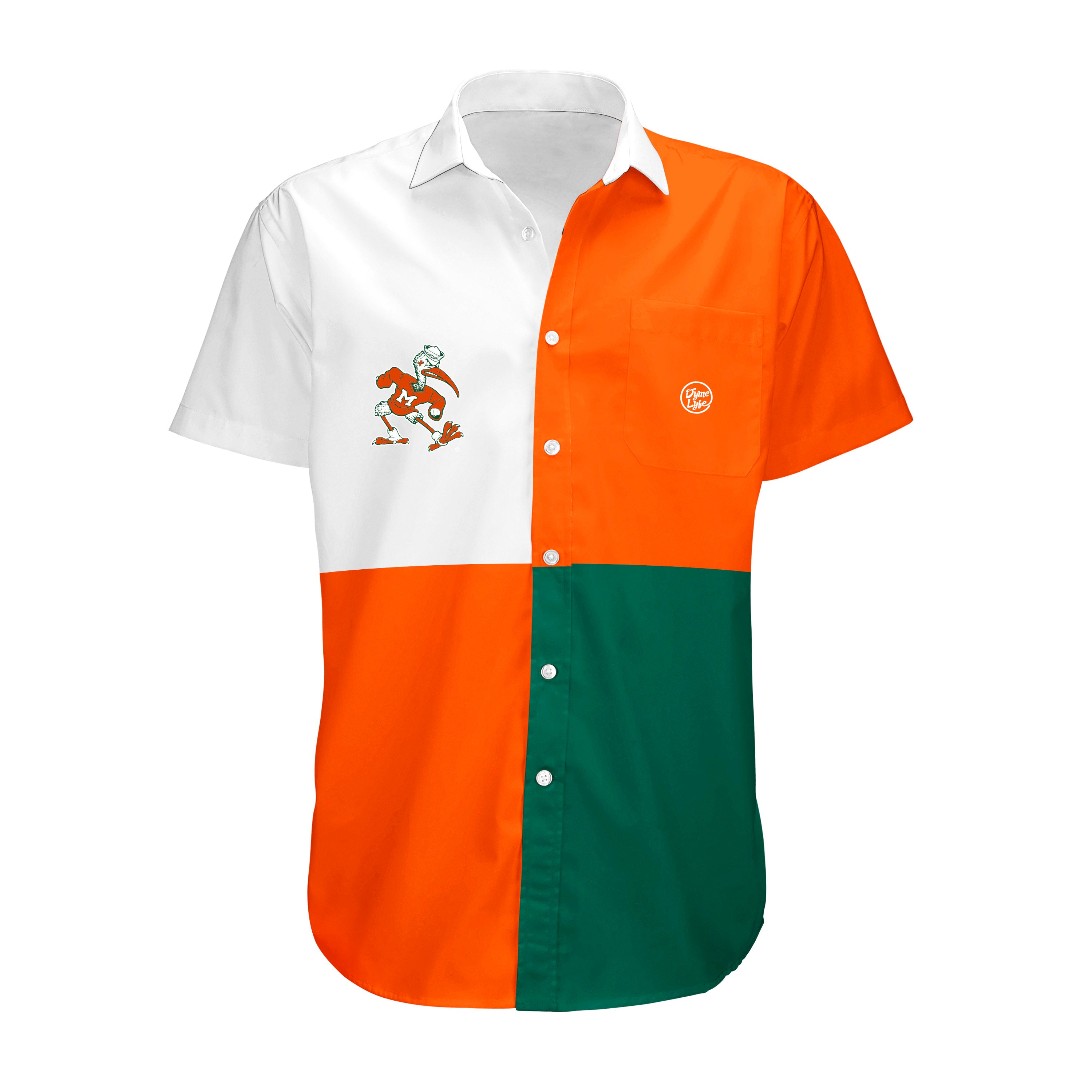 Miami Hurricanes Men's Color Block Button Up