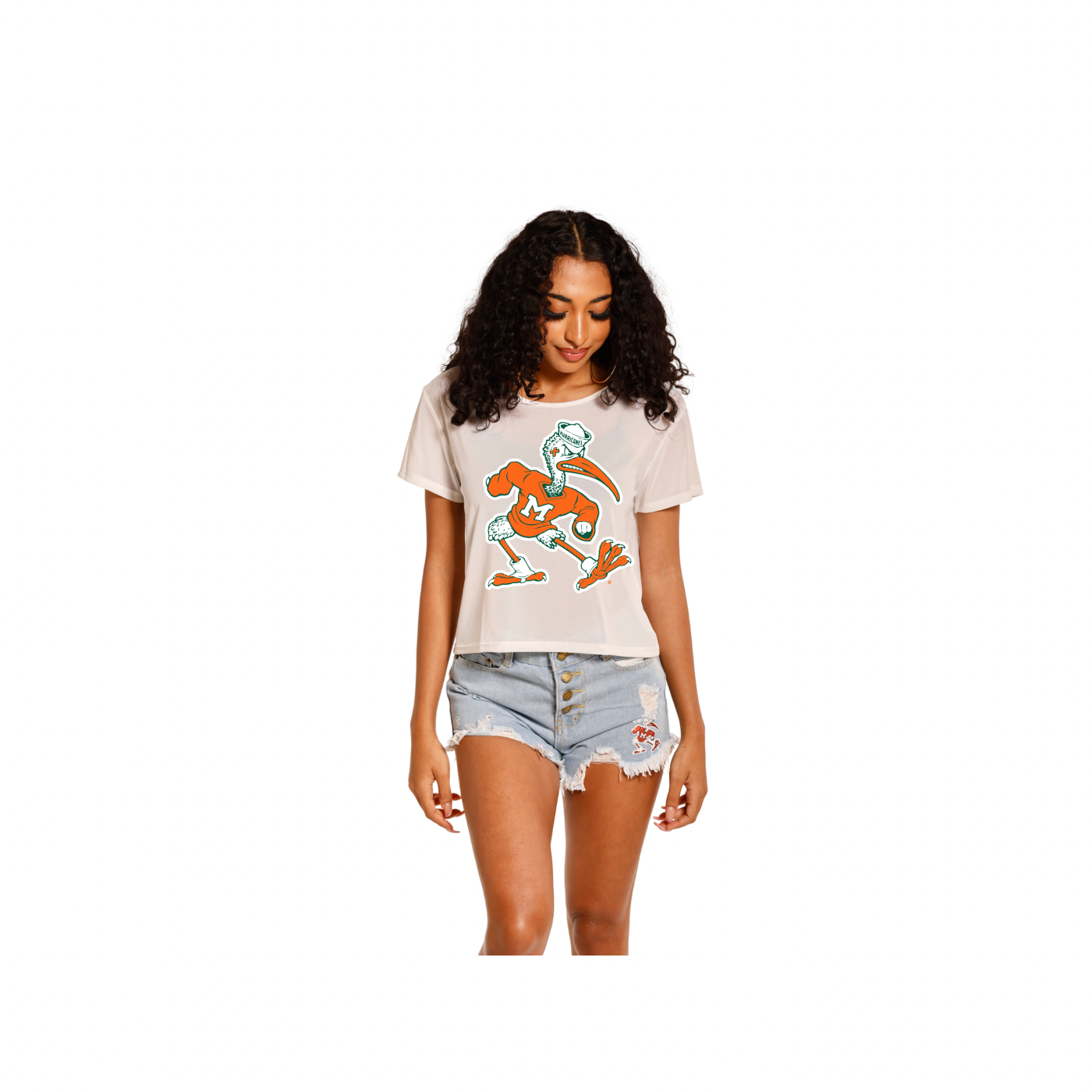 Miami Hurricanes Women's Sebastian Mesh Crop - White