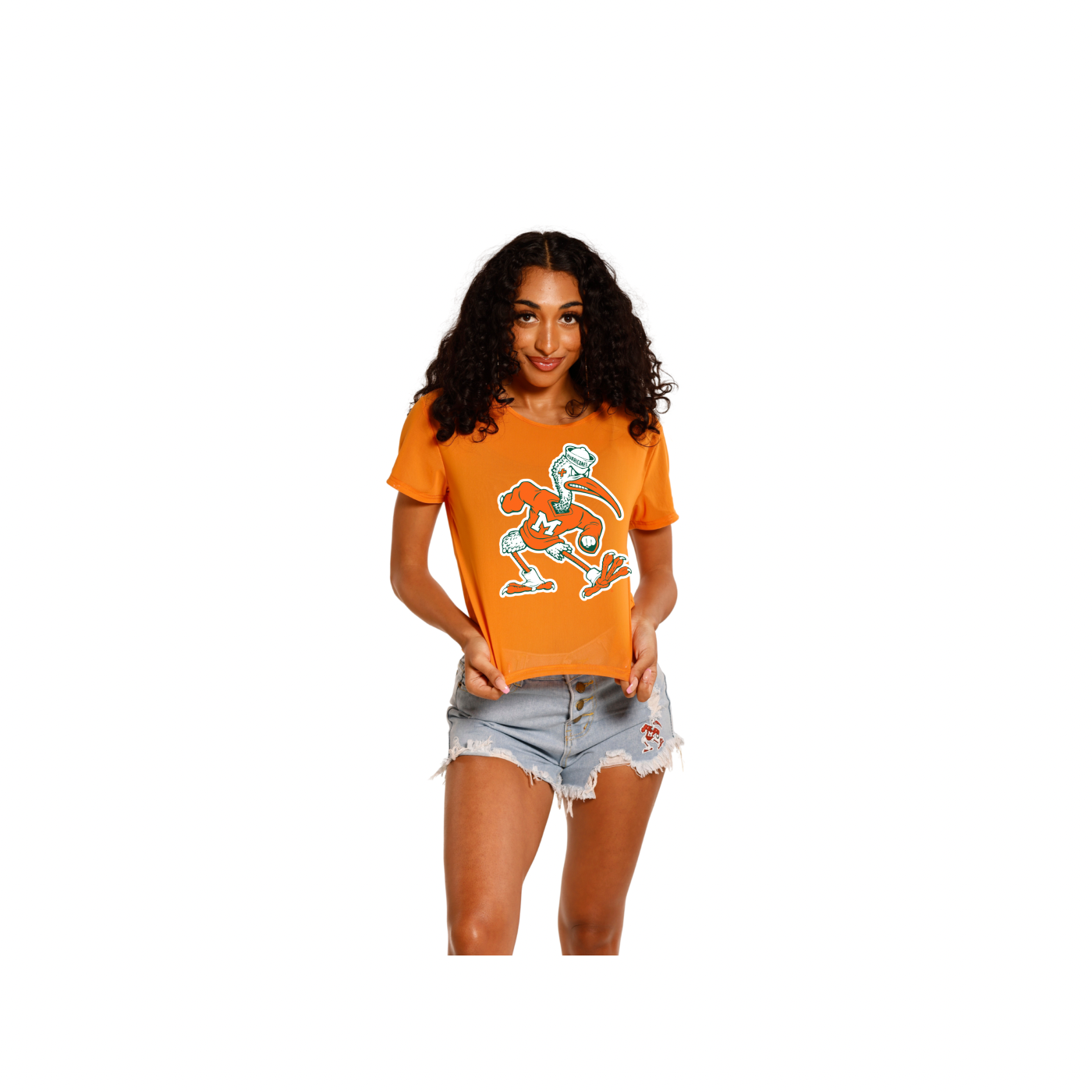 Miami Hurricanes Women's Sebastian Mesh Crop - Orange