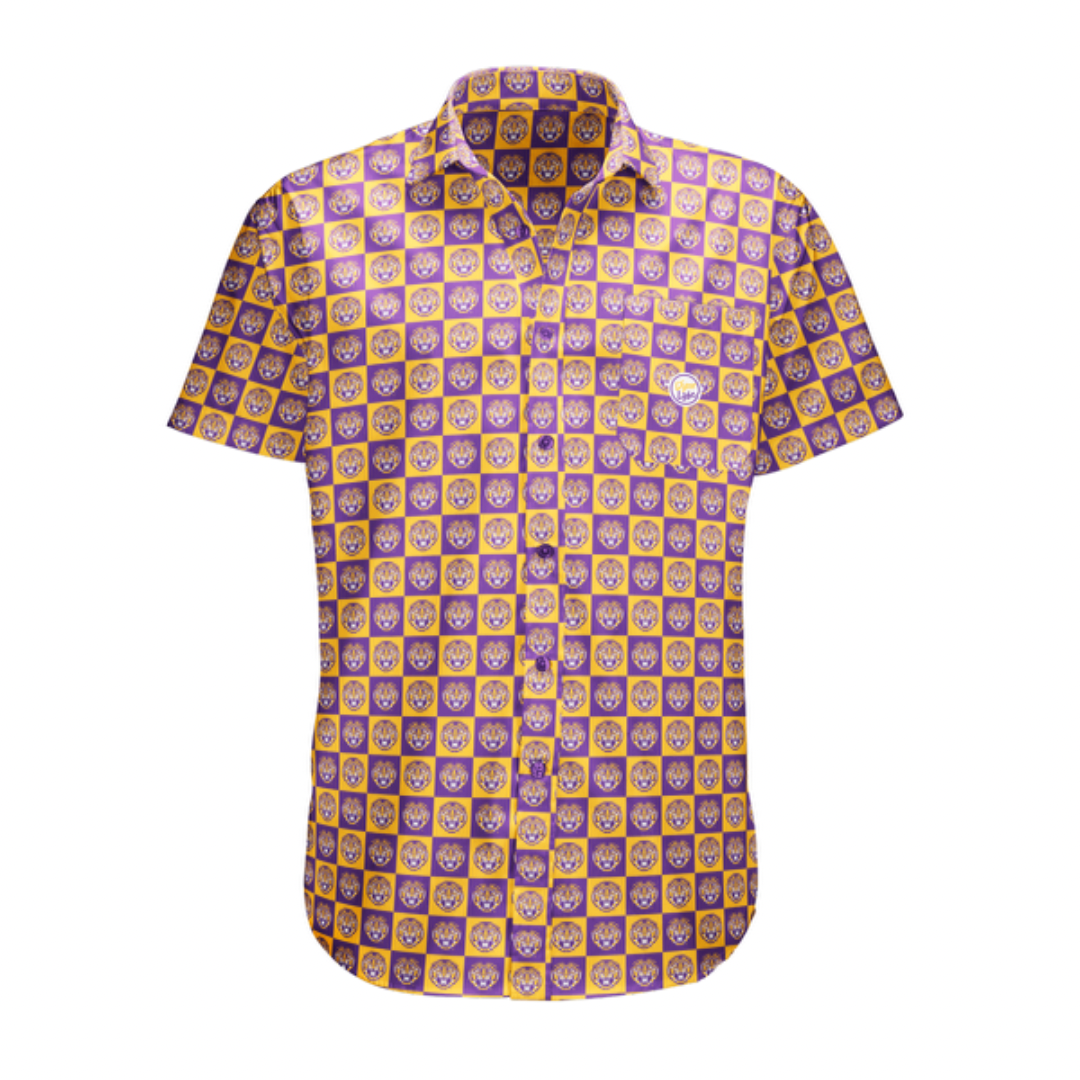 LSU Tigers Logo Block Button Up - Purple