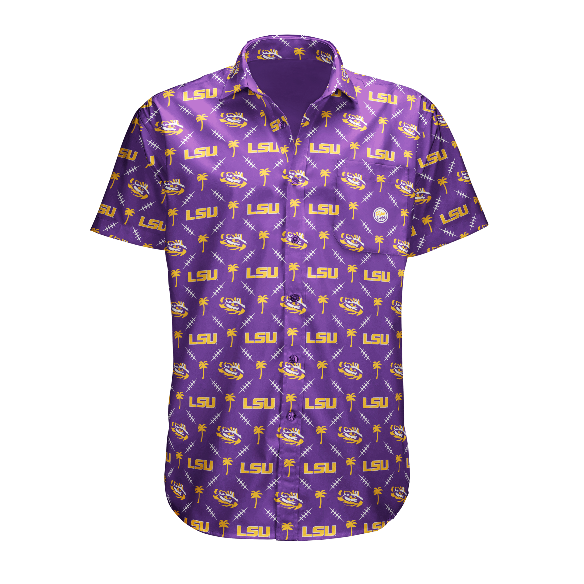 LSU Tigers Palm Button Up - Purple