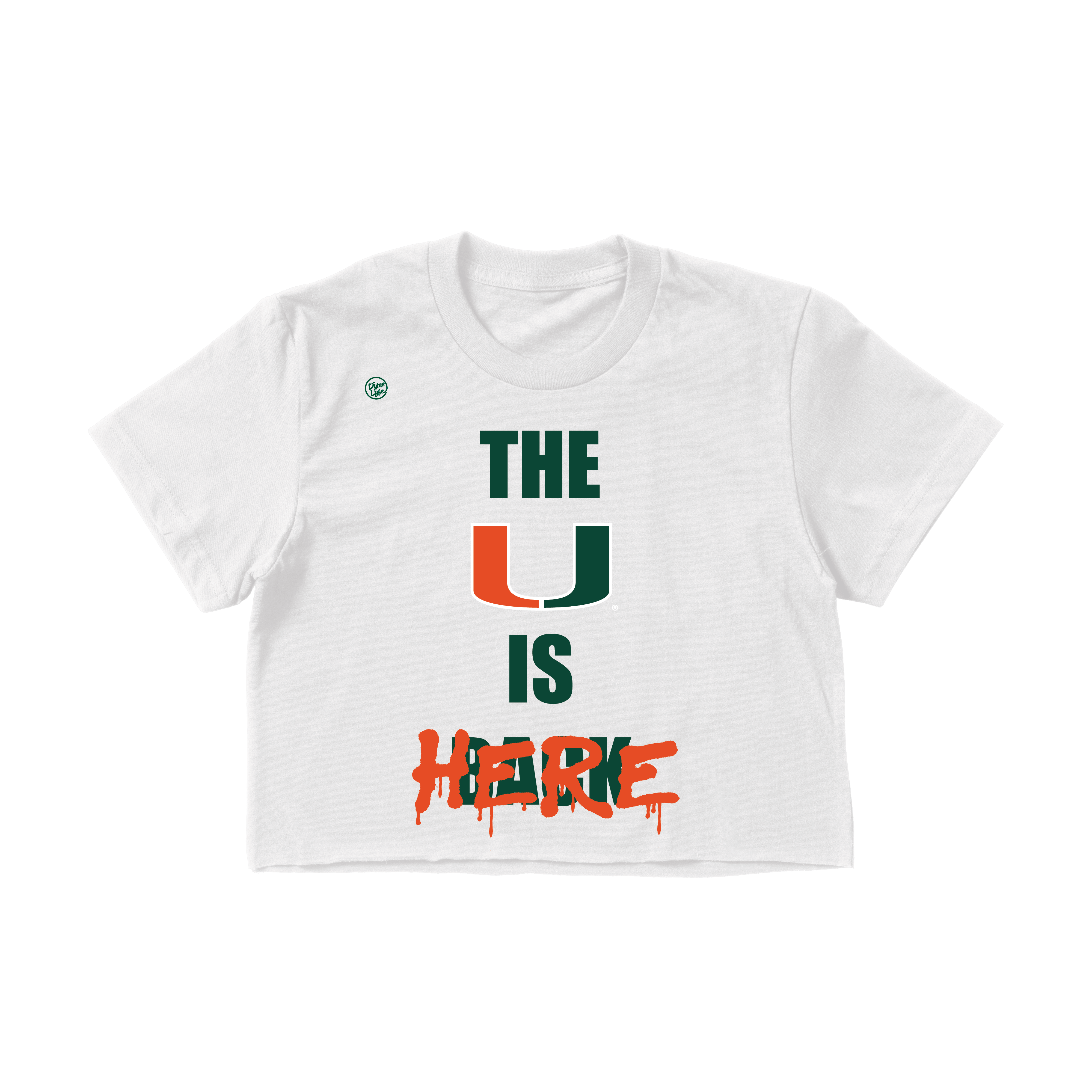 Miami Hurricanes Women's U Is Here Crop