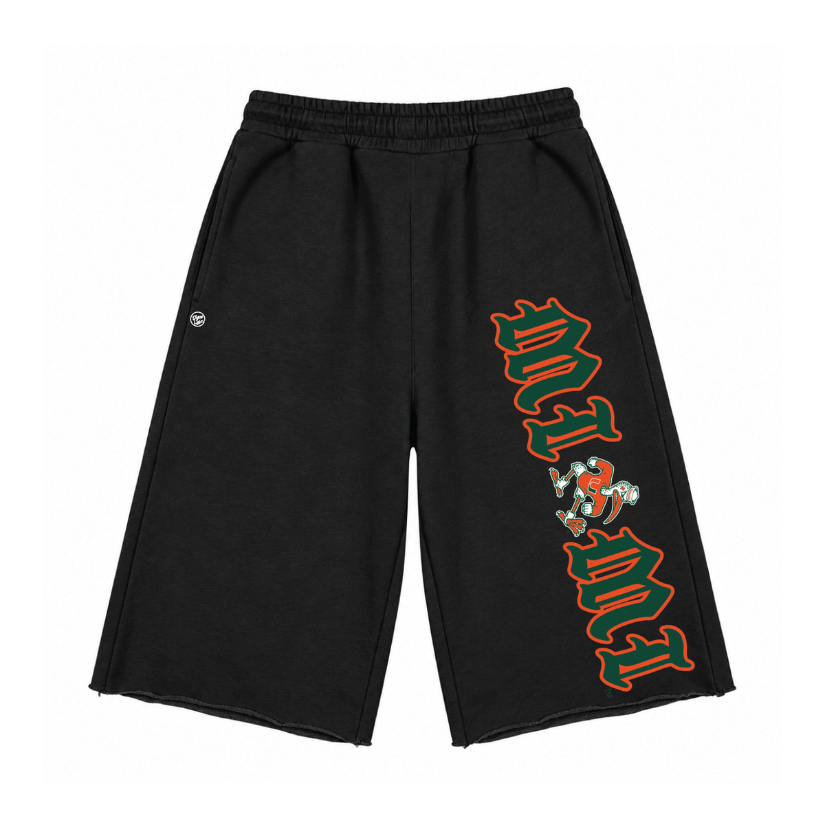 Miami Hurricanes Men's Old English 3/4 Short Sweatpants - Black