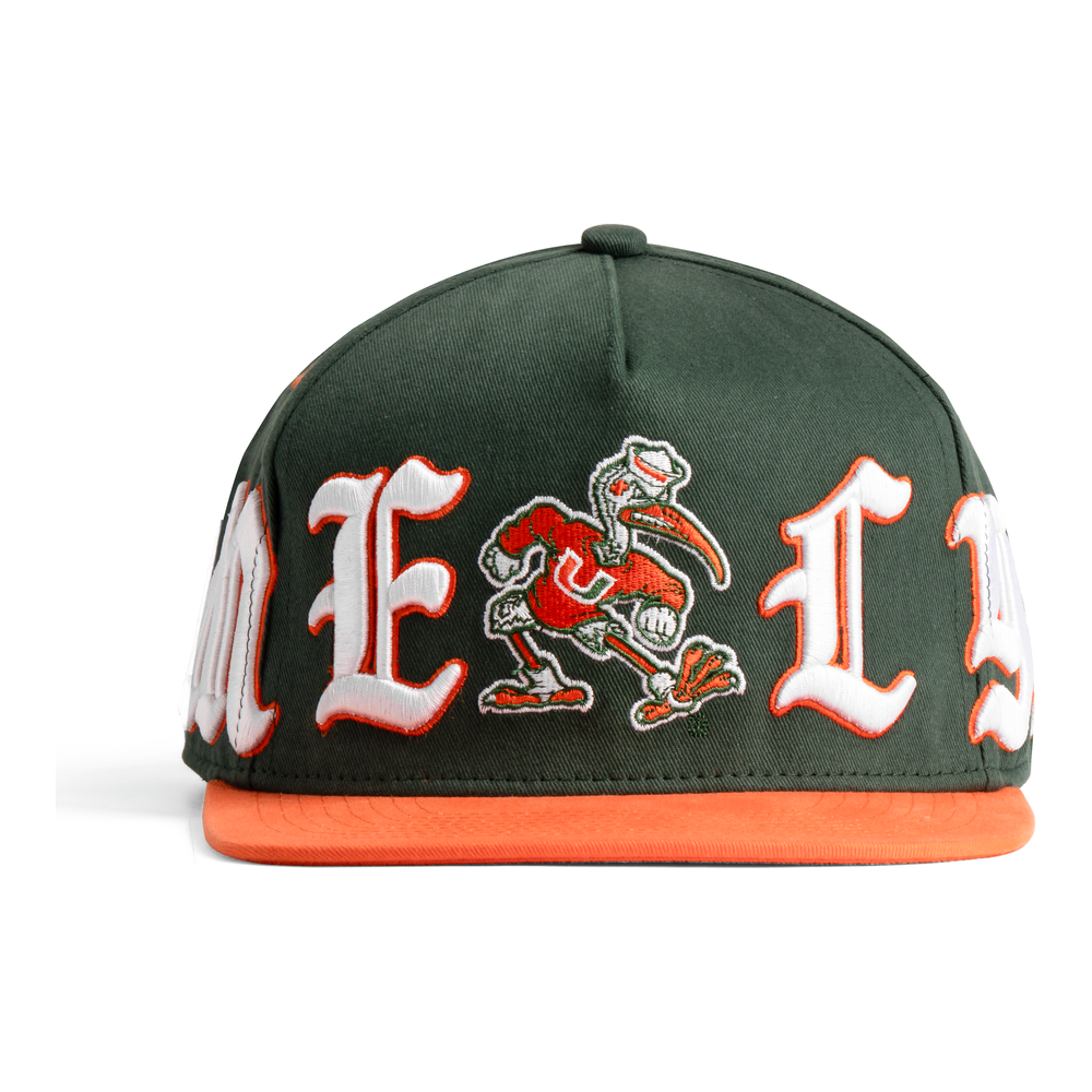 Miami Hurricanes Green Old English Snapback