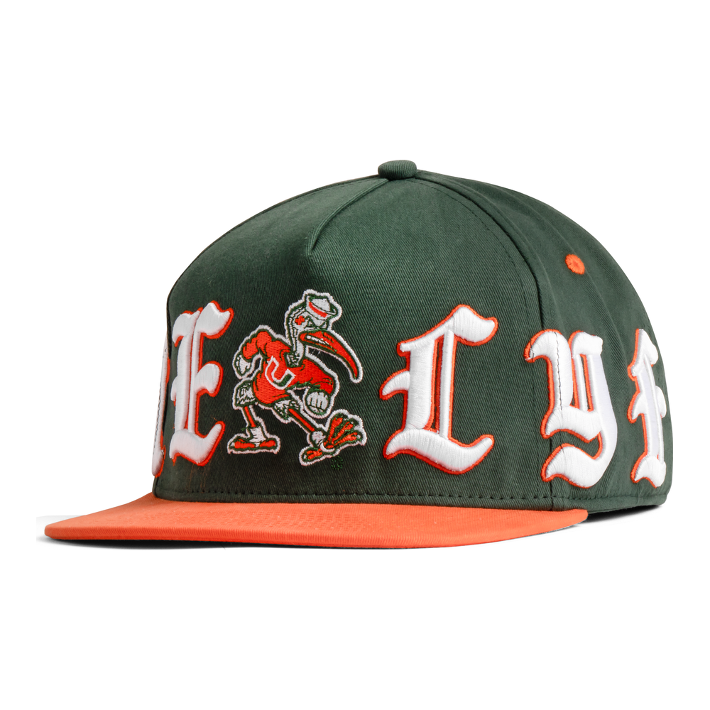 Miami Hurricanes Green Old English Snapback