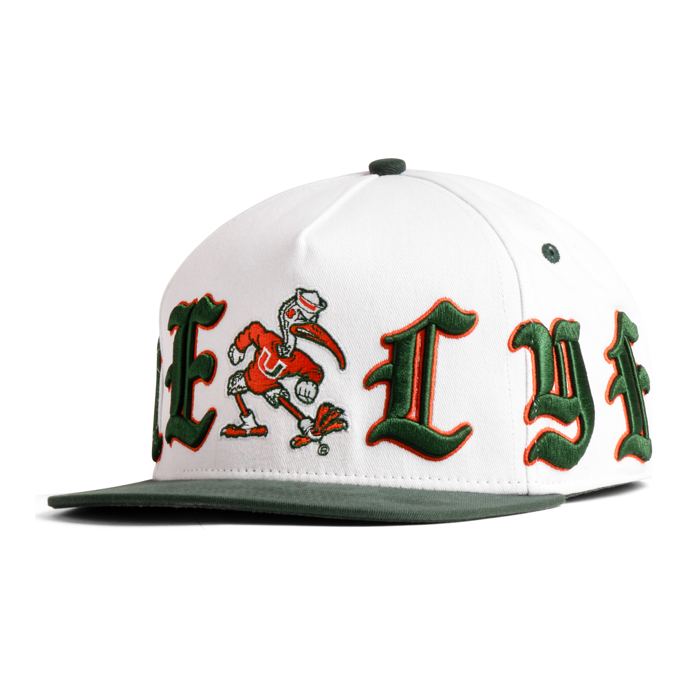 Miami Hurricanes White Old English Snapback