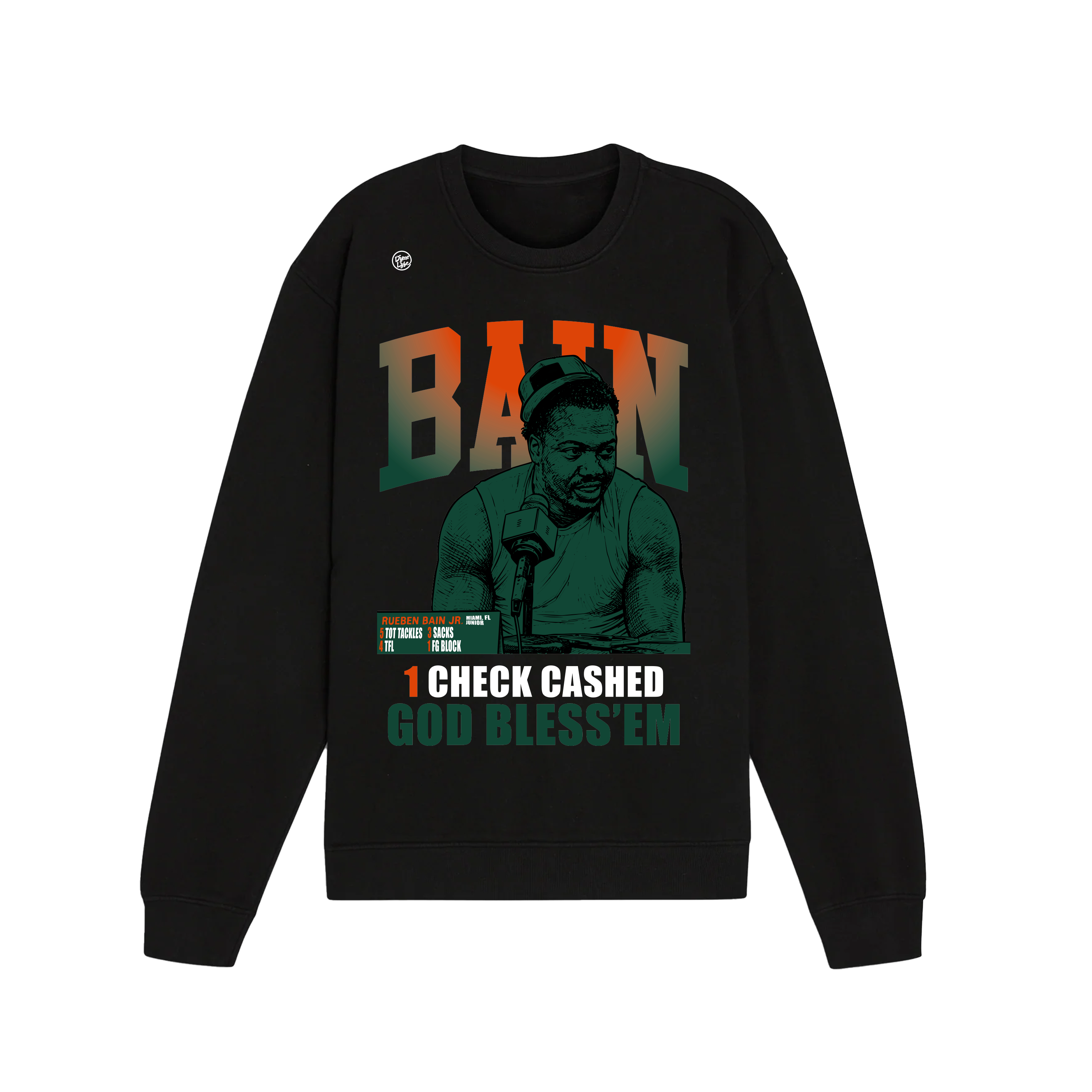 Miami Hurricanes Men's Bain Bless 'Em Crew Sweatshirt