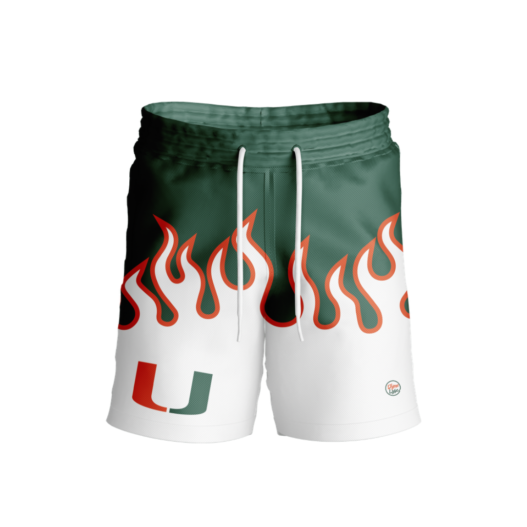 Miami Hurricanes Men's Flame Shorts - Green