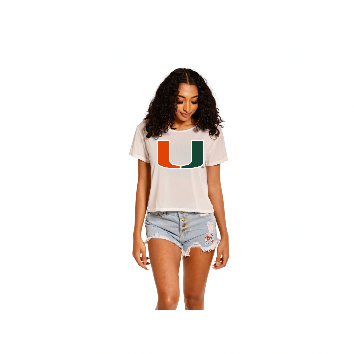 Miami Hurricanes Women's U Mesh Crop - White