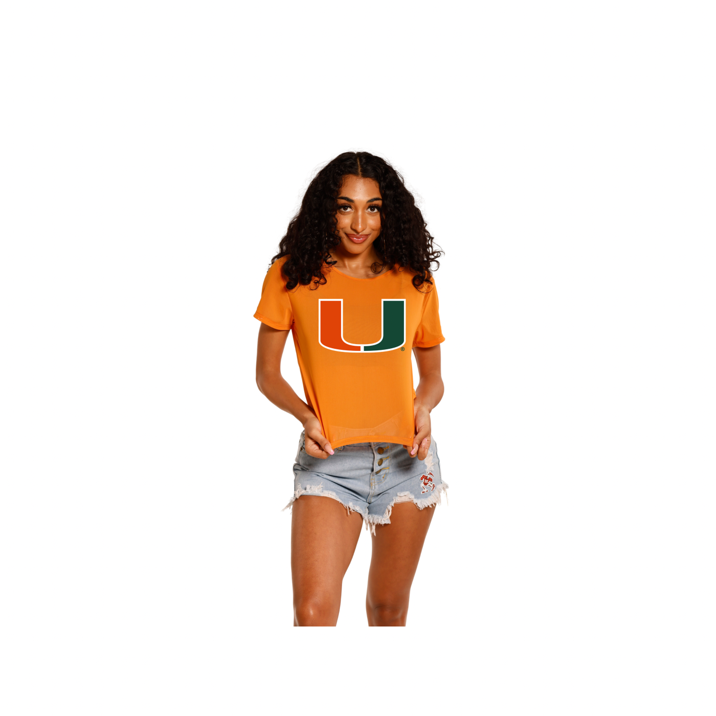 Miami Hurricanes Women's U Mesh Crop - Orange