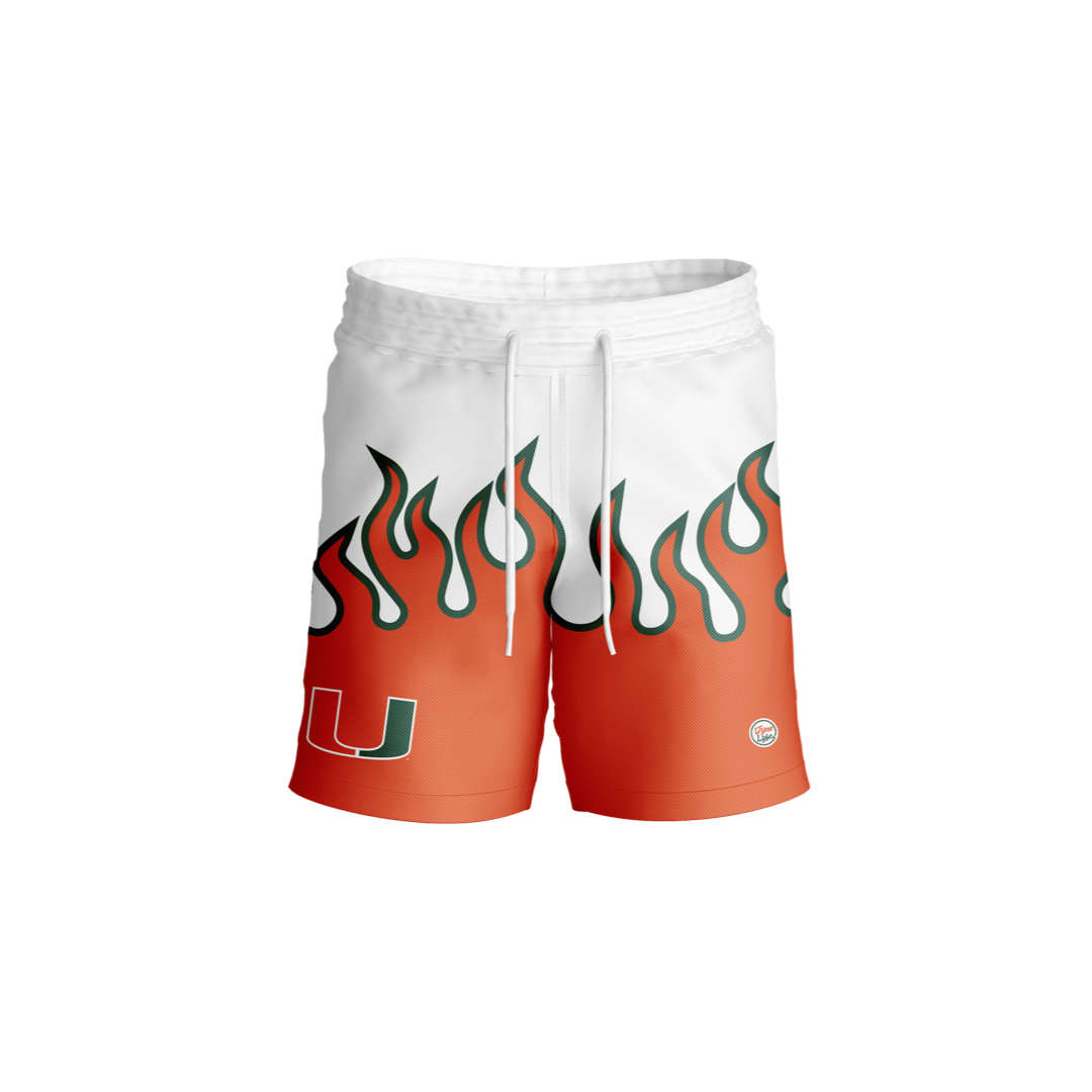 Miami Hurricanes Youth Flame Shorts - Orange